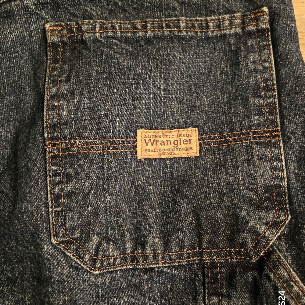 Wrangler Dark Blue Wrangler Carpenter Jean Denim Shorts Sz 36 - Picture 2 of 4